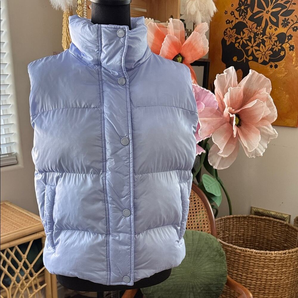 Beyond Yoga Periwinkle Blue Big Cozy Quilted Puffer Vest
